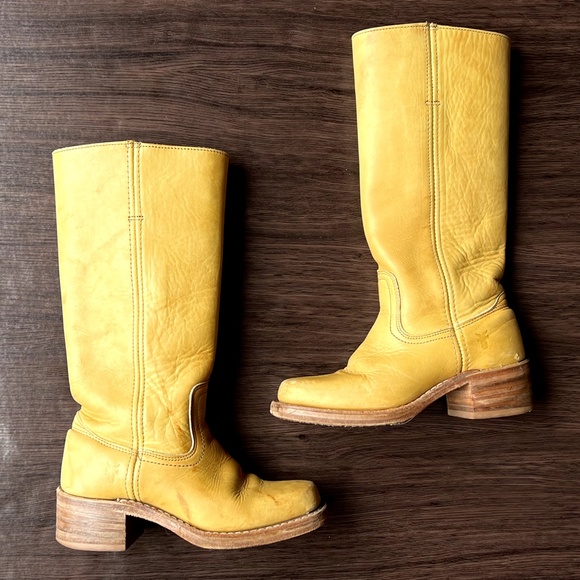 SOLD Vintage 70s Frye Campus Banana Boots Womens 5.5 Square Toe Marbled Boot - Picture 9 of 11